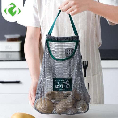 1PC Fruit Vegetable Garlic Onion Hanging Storage Bag Hollow Breathable Reusable Mesh Bags Organizer Home Kitchen Organizers