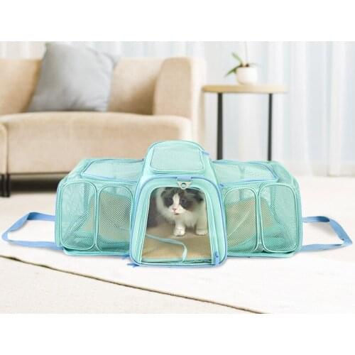 Double Expansion Portable Pet Cat Bag Oxford Fabric Outing Shoulder Bag Collapsible Environmental Protection Waterproof Backpack