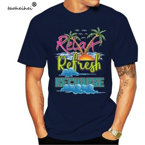 Relax Refresh Recharge Holiday Slogan Adult T Shirt