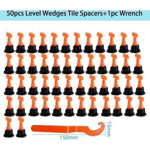 50pcs/set Tile Leveling Spacer for Flooring Wall Reusable Tile Leveling System Porcelain Leveler Locator Tool