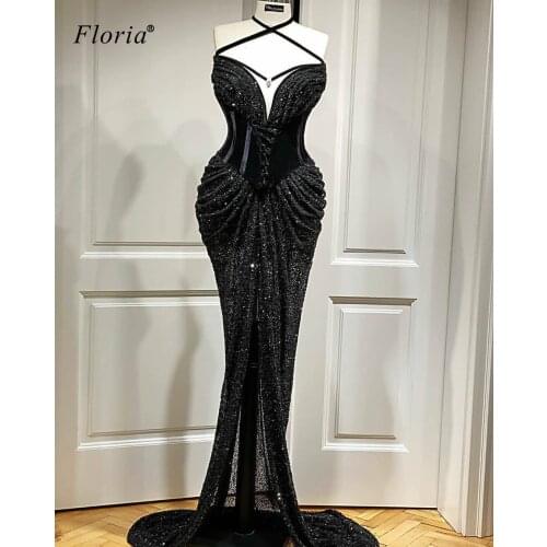 Plus Size Black Prom Dresses Long Mermaid Cocktail Dresses Women Party Night Special Evening Dresses Vestidos De Noite Custom