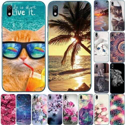 For Huawei y5 2019 Case bumper Silicone TPU back Cover Soft Phone case For Huawei Y5 2019 coque bumper 5.71 inch Cat flower