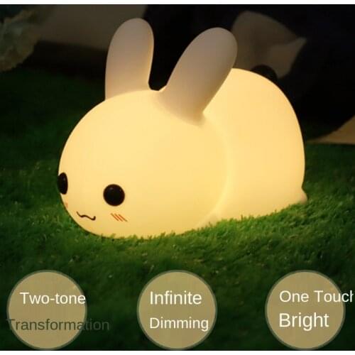 Xiaomi Cute Silicone Rabbit LED Night Light USB Charging Bedroom Bedside Pat Lamp Child Baby Sleeping Light Kids Gift