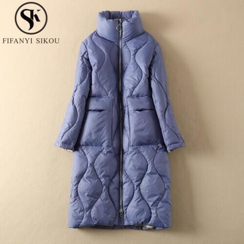 High quality Down Jacket Women Fashion Winter Coat Thick Warm Parkas Female Loose Overcoat Casual White duck down Long Coats