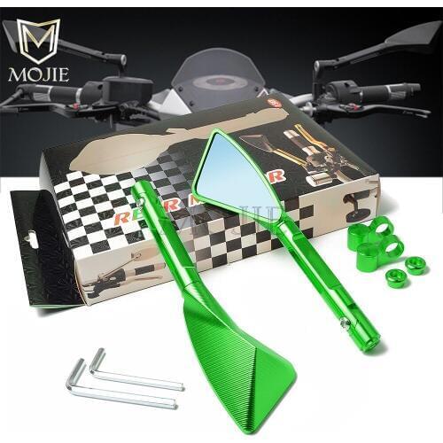 Mirror Scooter Rearview Rear View Side Mirror Handle Bar Motorcycle For Kawasaki ZX6R ZX9R ZX10R ZXR250 ZXR400 ZZR400 ZZR600