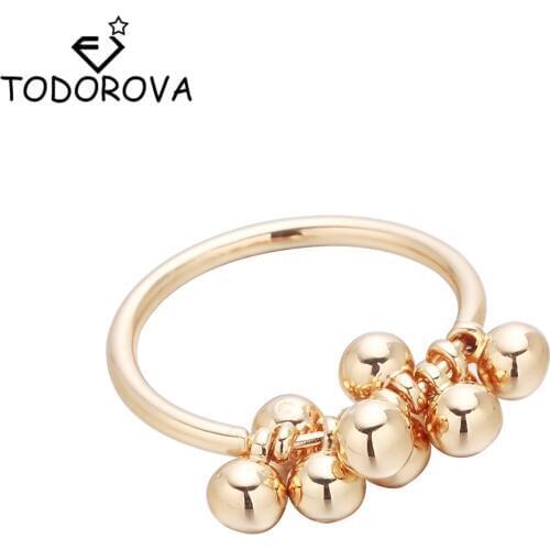 Todorova New Hot Sale Gold-color Bead Pendant Rings for Women Lady Cute Charms Fashion Jewelry Lovely Grape Beads Ring