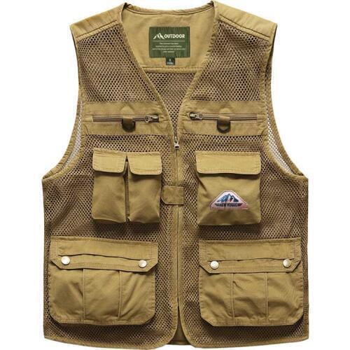 Summer Autumn Hollow Out Hole Mesh Casual Vests Male with Many Pockets Men Sleeveless Jacket Waistcoat Military Style Cargo Vest