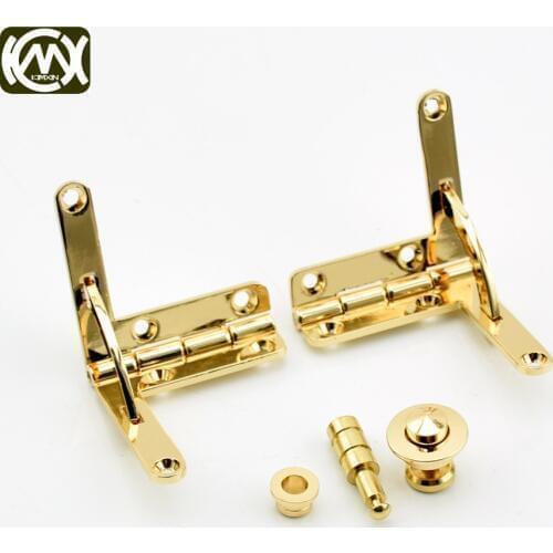 1set(2hinges and 1button lock) KIMXIN In stock High quality 18k golden zinc alloy watchcase combination hinge and lock hardware