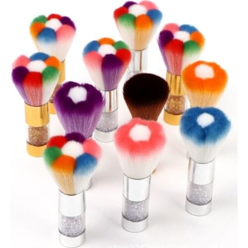 2 Colors Soft Nail Art Dust Remover Powder Brush Cleaner For Acrylic & UV Nail Gel And Makeup Powder Blush Manicure Tool