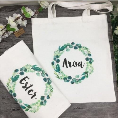 2pcs lot Customize Canvas Handbag Wedding Proposal Ideas Bridal party Personalized Maid of Honor team bride bag Bridesmaid gift