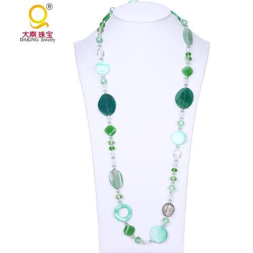 2016 fashion boho necklace shell crystal beaded necklace stone necklace women fashion jewelry design shell jewelry