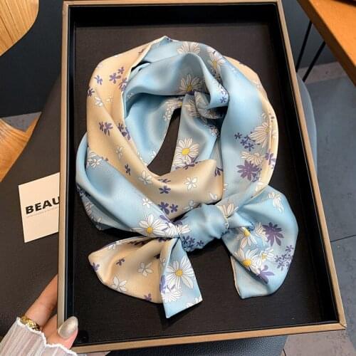 2021 Fashion Neck Scarf For Women Shawl Silk Satin Hair Scarfs Female Bandana Scarves Brand Kerchief for Ladies Handkerchief New
