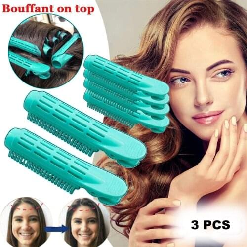 3 Pcs Hair Curler Clip Self Grip Hair Curler Clips Clamps Perm Rods Styling Rollers Hair Root Fluffy Bangs Hair Styling