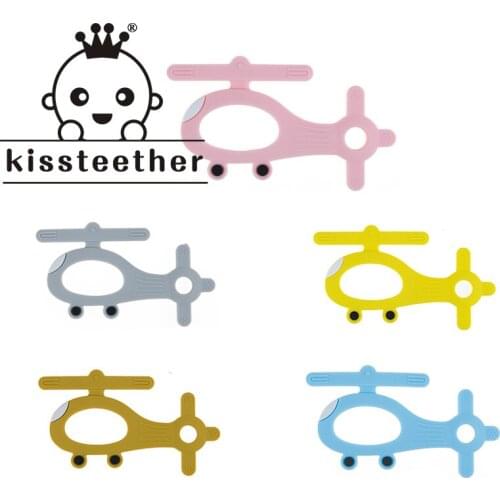 Kissteether 5/10Pcs Baby Teethers Helicopter Aircraft BPA Free Food Teething Teether Necklace Toy Chewable DIY Nursing Gift