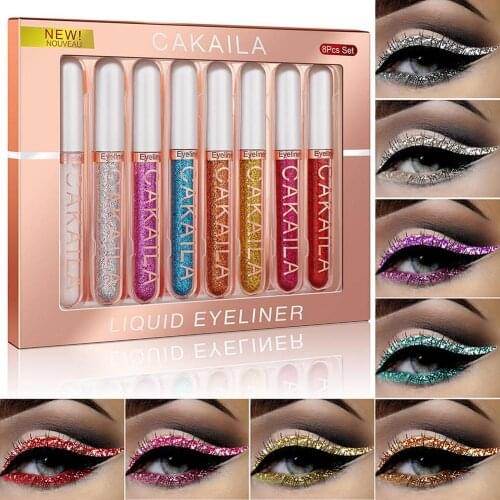 8-color Liquid Glitter Eyeliner Metallic Shimmer Eyeshadow High Color Rendering Waterproof Strong Adhesion Long-lasting Shiny