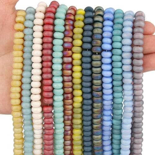 8x5mm AB Color Plated Matte Glass Crystal Beads Round Loose Spacer Rondelle Beads For Jewelry Making Supplies DIY Charm Bracelet
