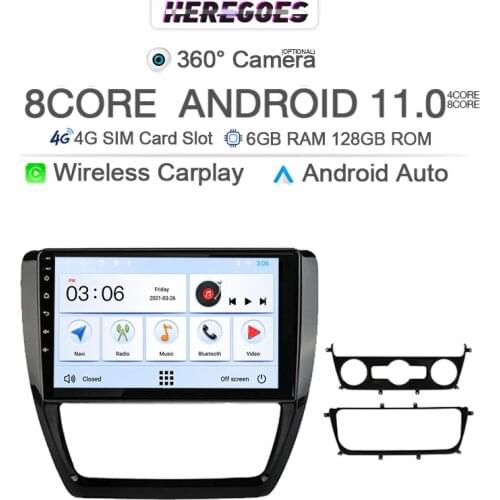 360 Panoramic Camera 6G+128G Android 10 Car DVD Player GPS Map WIFI Bluetooth 5.0 RDS Radio For VW Sagitar Jetta Bora 2011-2018