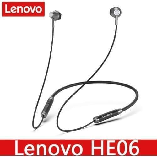 Lenovo HE06 Bluetooth 5.0 Neckband Wireless Earphones Stereo Sports Magnetic Bluetooth Headset Sports Running Waterproof Headset