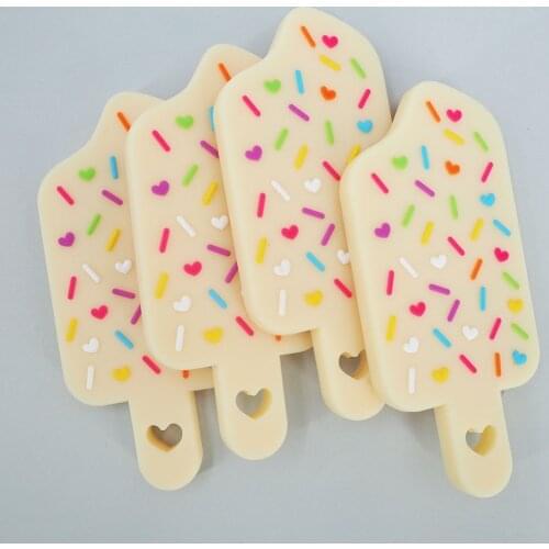 Chenkai 5PCS BPA Free Silicone Ice Cream Teether Pendant Nursing DIY Baby Shower Pacifier Dummy Teether Sensory Toy Accessories