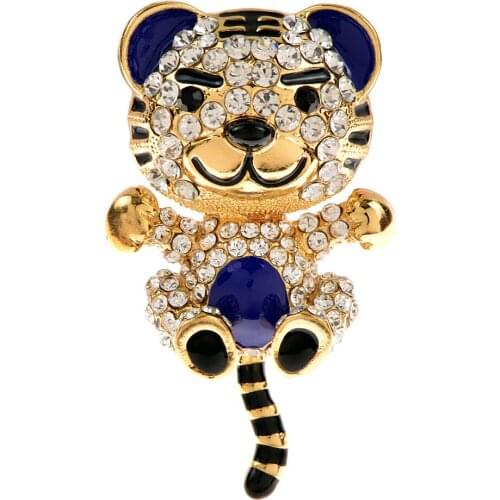 CINDY XIANG Cute Enamel Tiger Brooch Pins Vintage Rhinestone 2022 Zodiac Animal Brooches For Women And Men Party Jewelry Gift