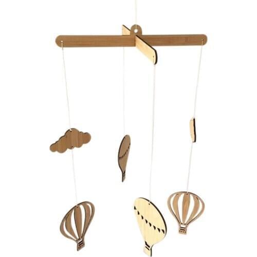 Wooden Hot Air Balloon Wind Chime Hanging Wall Ornaments Baby Bed Bell INS Nordic Style Kids Room Decoration Nursery Photo Props