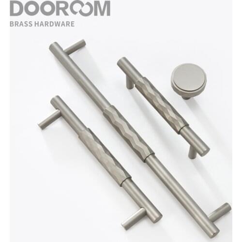 Dooroom Brass Furniture Handles Modern Matt Brushed Nickel Cupboard Wardrobe Dresser Shoe Box Drawer Cabinet Round T bar Knobs
