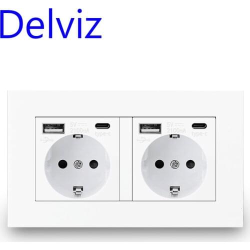 Delviz Wall usb socket charger,Crystal panel 4 hole 3A usb 5V,86mm*86mm square Cell phone power socket panel usb charging socket