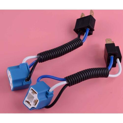 DWCX 2Pcs H4 Ceramic Wire Wiring Headlight Headlamp Extension Harness Socket Connector Adaptor Male & Female Plug 12V 24V