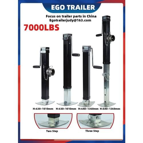 EgoTrailer 7000lbs side wind SQUARE trailer JACK WITH FOOTPLATE HEAVY DUTY UTILITY BOAT TRAILER DROP LEG weld on jack stand