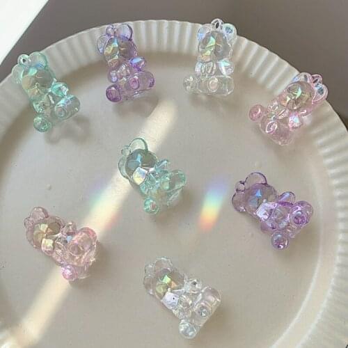 Korea Transparent Symphony Teddy Bear Acrylic Three-dimensional Bear Pendant DIY Handmade Jewelry Earrings Accessories Material