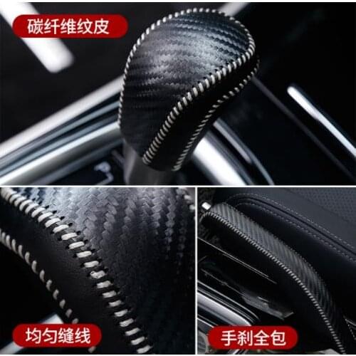 Leather car gear head shift knob cover gear shift sleeve hand-sewn For Mitsubishi Outlander 2016-2019 Car-covers