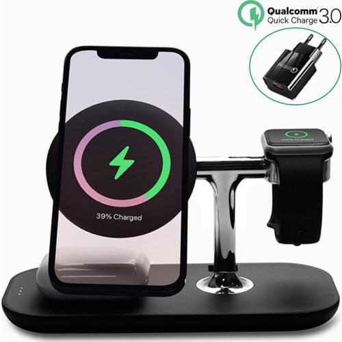 3 In 1 Magnetic Wireless Charger Stand For IPhone 12 Mini Pro /Apple Watch QI Fast Charging Dock Station For Airpods Pro