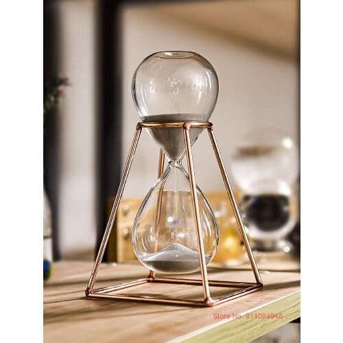 Metal Frame High Borosilicate Glass Hourglass Timer 30 Minutes Creative Kids Room Accessories Sandglass Funny Desktop Decor Toys