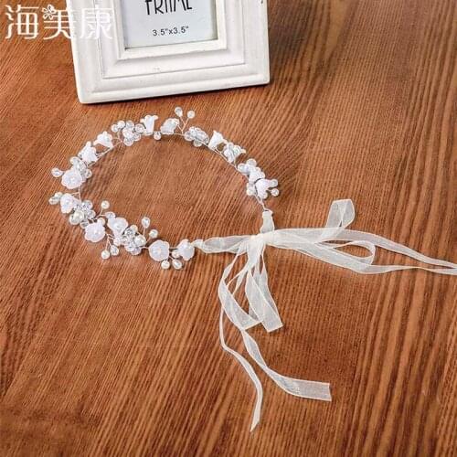 Haimeikang Fashion Bride Wedding Headband Wedding Party Romantic Crystal Flower Hair Band Bride Quality Hair Accessories
