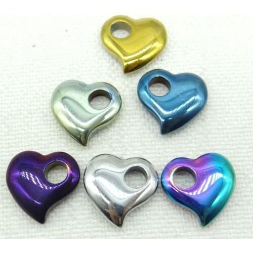 Fashion titanium Hematite Heart Shaped Gem Charms Pendant For DIY Jewelry Making Necklace Accessories 1Pcs