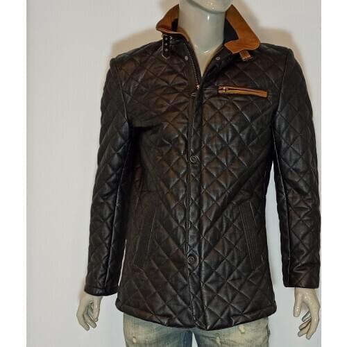Mens Genuine Leather Quilted Jacket Real Sheepskin Jumbo Plus Size Casual New Fashion Natural Business Outerwear