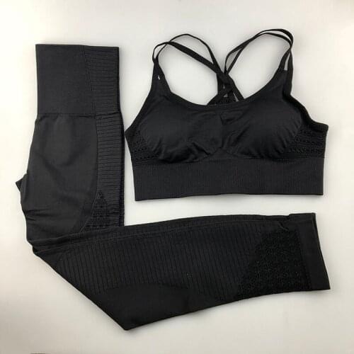 2020New seamless yoga suit ladies fitness clothing sportswear ladies gym leggings thickening prone straps sports bra 2 piece set