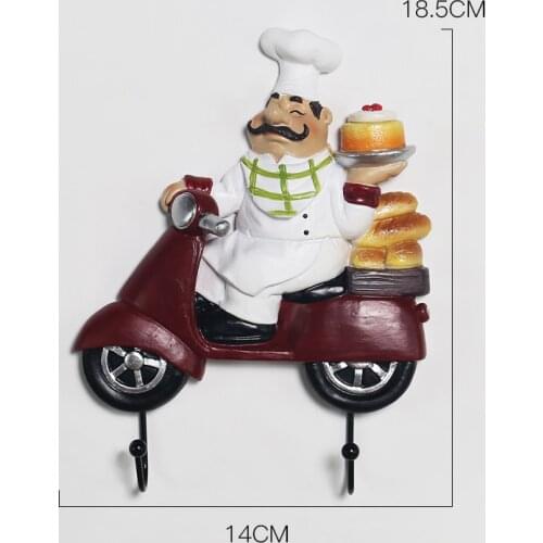2021 New Kitchen Restaurant Bakery Ornament Decorations Chef Resin Craft Work Wall Decoration Hooks Home Decorations