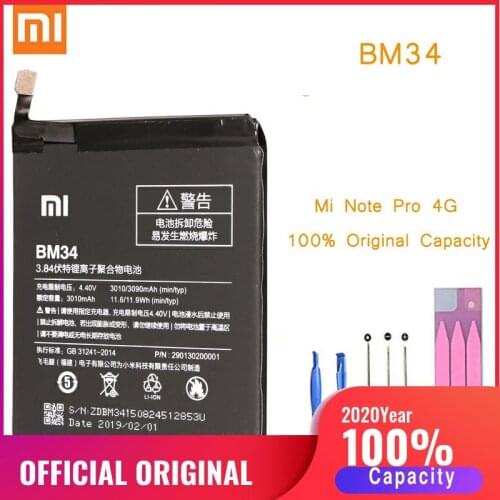 Original Phone Battery for Mi Note Pro Battery Xiaomi Mi Note Pro 4GB RAM BM34 Batteries Xiomi bateria MiNote Pro