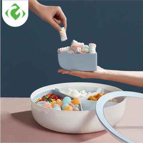 Plastic Lazy Fruit Dish Snack Box Candy Tray Food Storage Box Wedding Candy Plates Dried Fruit Organizer Combination Storage