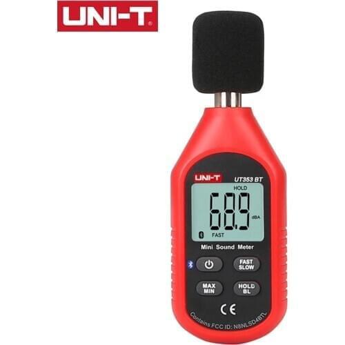 UNI-T Sound Level Meter Portable Digital Bluetooth Noise Meter Tester UT353BT 30-130dB Decibel Monitoring Sound Level Meters LCD