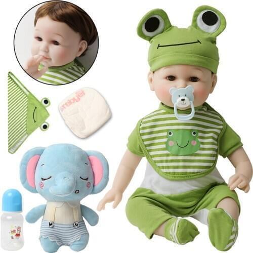 56cm Lifelike bebe reborn doll 22 Inch simulation Soft Silicone Cotton Realistic boy baby dolls With Elephant Toddler Gift Toys