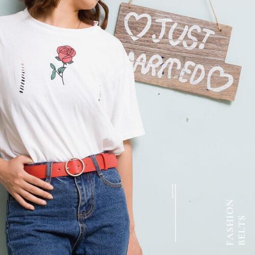 Women Metal Round Buckle Wide Belts Female Punk Leather Dress Waist Belt For Ladies Casual Jeans Belts Straps Waistband Pants