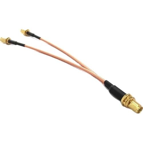 SMA female nut to 2X SMA male plug Y type Splitter Combiner Pigtail cable RG316 15CM 6" for wifi router