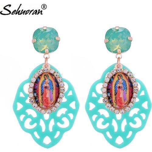 Sehuoran Brincos Angel Oorbellen Big Resin Wedding Drop Earrings For Women Statement Earrings Pendientes Mujer Moda Wholesale