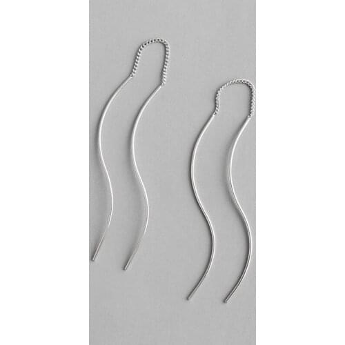 100% 925 sterling silver s curve line long earrings for women ear line pendientes, minimalist drop earings fashion jewelry