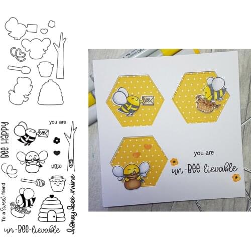 Hardworking Bee Animals Clear Stamps Coordination Metal Cutting dies for DIY Scrapbooking Craft Card Stempels New Silicone Seal