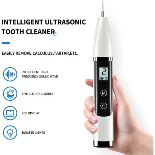 AZDENT Electric Ultrasonic Tooth Cleaner LED Screen Display 5 Modes Removal of Calculus Waterproof Adults Teeth Whitening