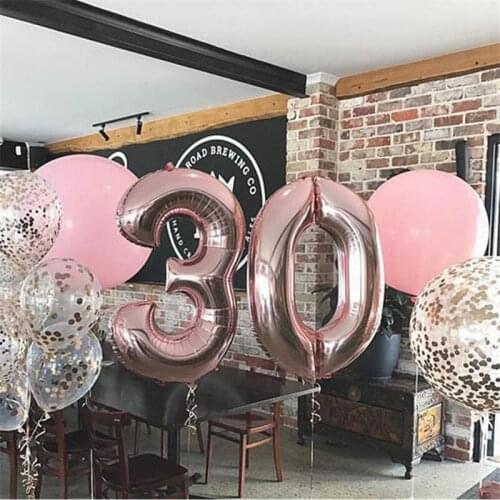 32inch Big Number Foil Balloons Air Balloon Birthday Party Decorations Kids Rose Gold Silver 0-9 Digit Ball Baby Shower Ballon