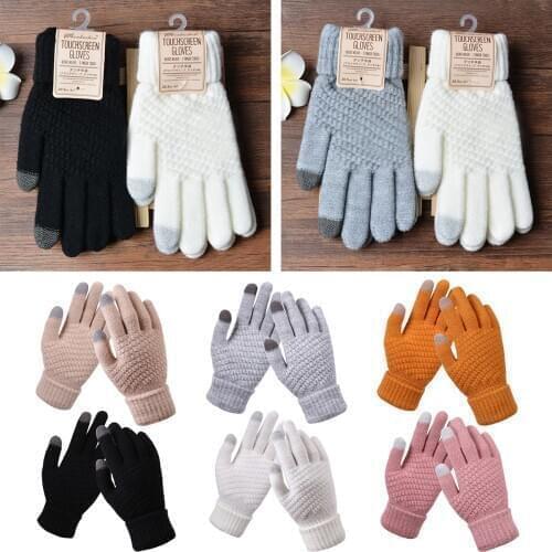 Womens Texting Touchscreen Winter Cold Weather Super Warm Cozy Wool Knit Thick Fleece Lined Gloves Mittens